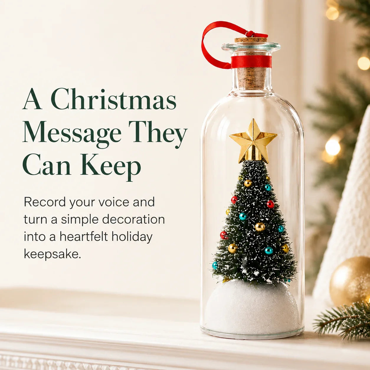 🎄 Capture Your Voice | Mr. Christmas 8" Recordable Christmas Tree Message in a Bottle with LED Light 🔔
