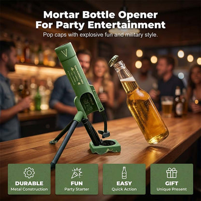🚀 51mm Beer Bottle Mortar Bottle Opener 🍻🔥Novelty Cap-Launching Desk & Bar Accessory 🎉