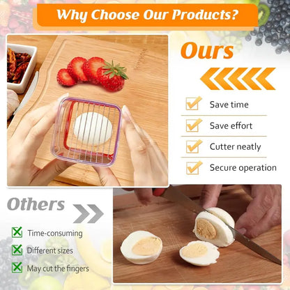 🍓🥚✨ Quick-Press Fruit & Egg Slicer – 8-Blade Stainless Steel Cup Cutter 🔪🍎🍇🥝