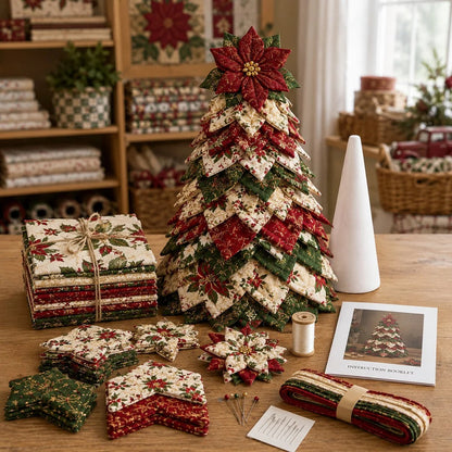 🔥LAST DAY 50% OFF - 🎄DIY Quilted Santa Christmas Tree Kit – Handmade Fabric Holiday Tabletop Tree Decor