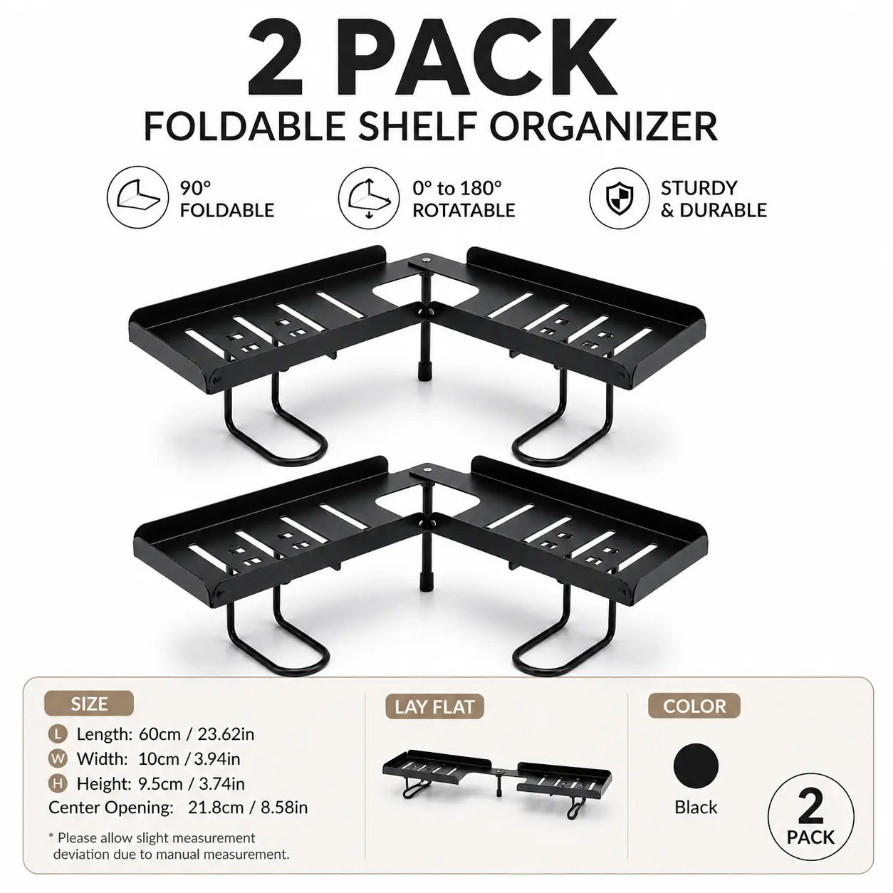 Foldable Steel Over-Sink Shelf Organizer, No-Drill Adjustable Storage Rack ✅