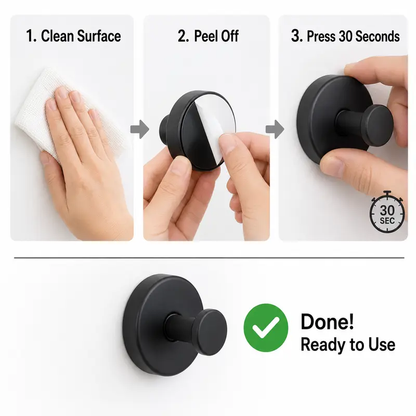 Stainless Steel Finish Grip Lock Heavy Duty Adhesive Wall Hooks