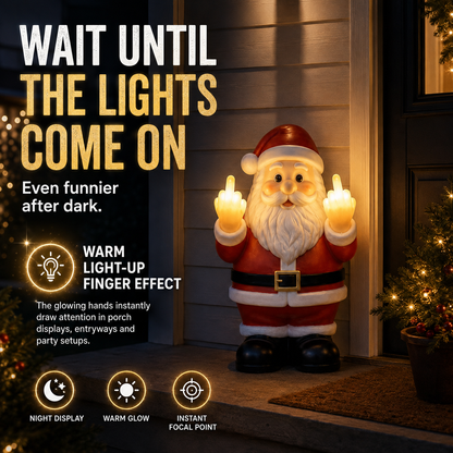 🎅 Mischievous Light-Up Middle Finger Santa Christmas Decor