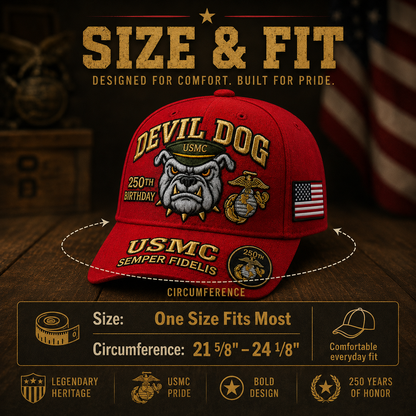 Handmade Embroidered Devil Dog USMC 250th Birthday Commemorative Cap 🇺🇸(🔥Buy 2 FREE SHIPPING)