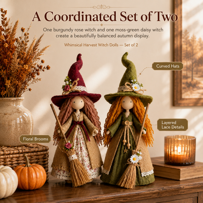 🍂🧙‍♀️ Whimsical Harvest Witch Doll Pair