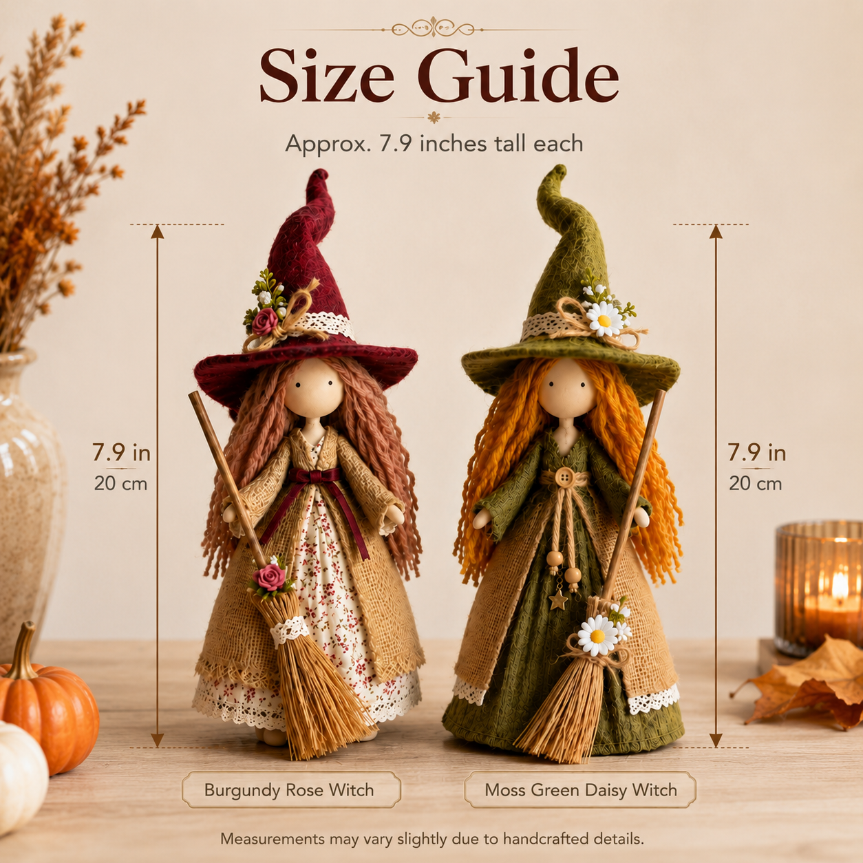 🍂🧙‍♀️ Whimsical Harvest Witch Doll Pair