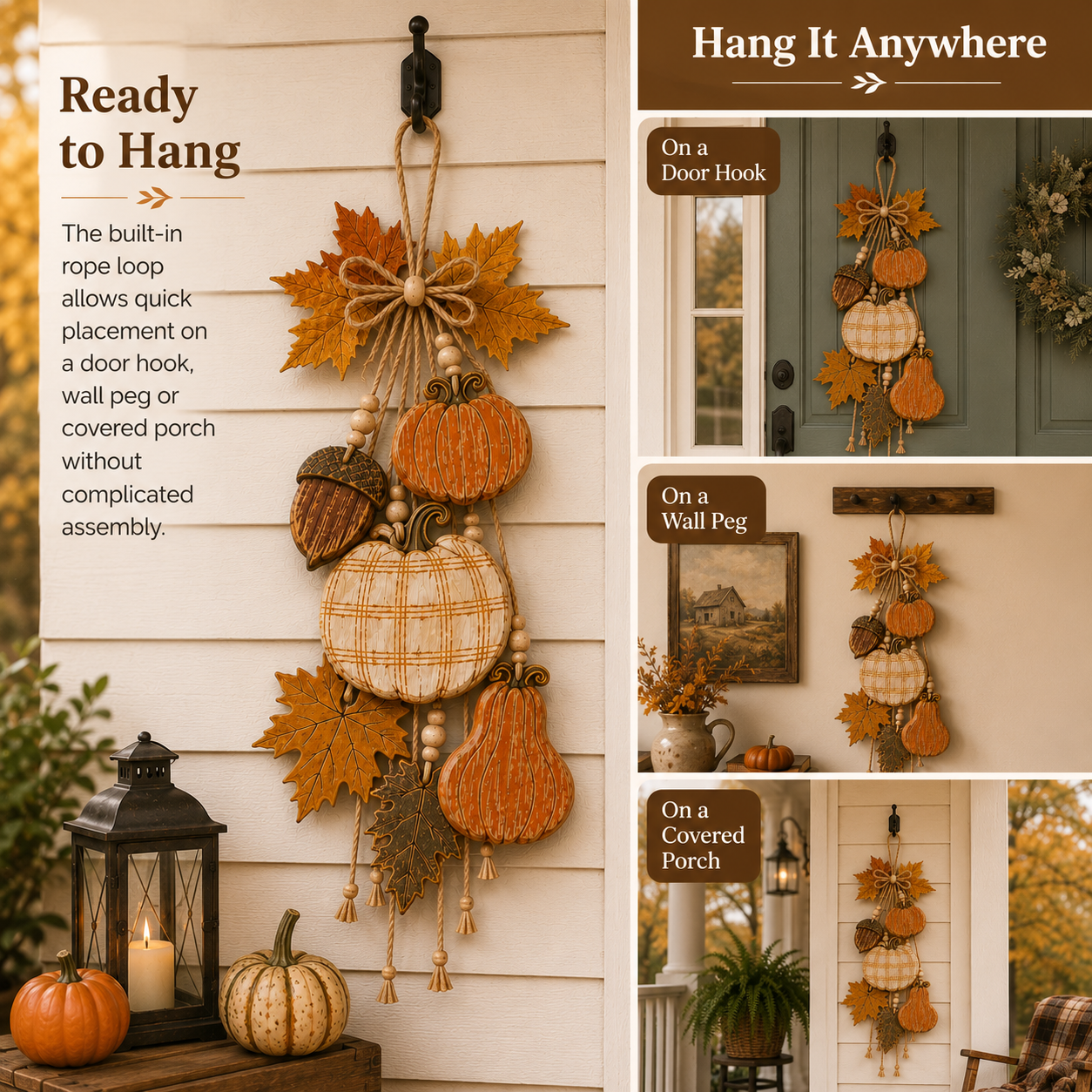 Rustic Harvest Wooden Door Hanger