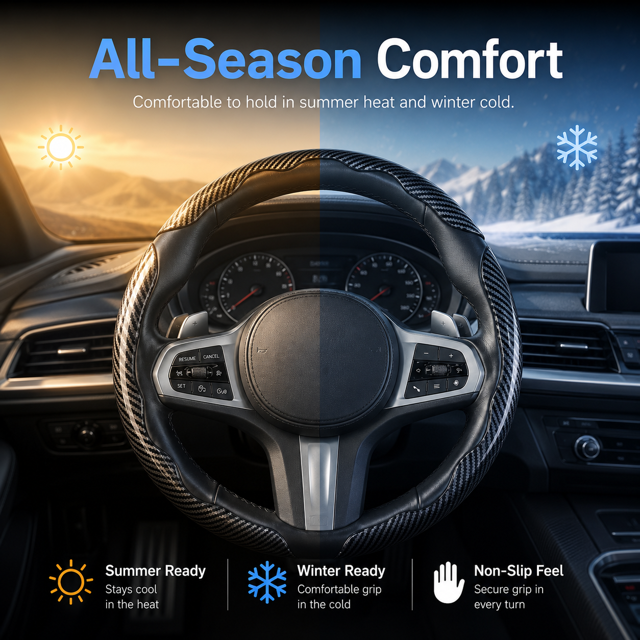 Universal Car Non-Slip Steering Wheel Cover – Comfortable Grip & All-Season Protection