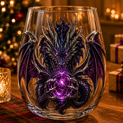 🐉 3D Mythic Dragon Glass Art Cup | Luxury Raised Fantasy Glassware for Whiskey✨