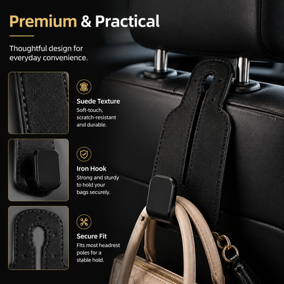 🚗 4-Pack Car Seat Back Hooks – Premium Bag Holder Organizer for Purses, Groceries & Jackets
