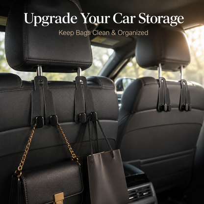 🚗 4-Pack Car Seat Back Hooks – Premium Bag Holder Organizer for Purses, Groceries & Jackets