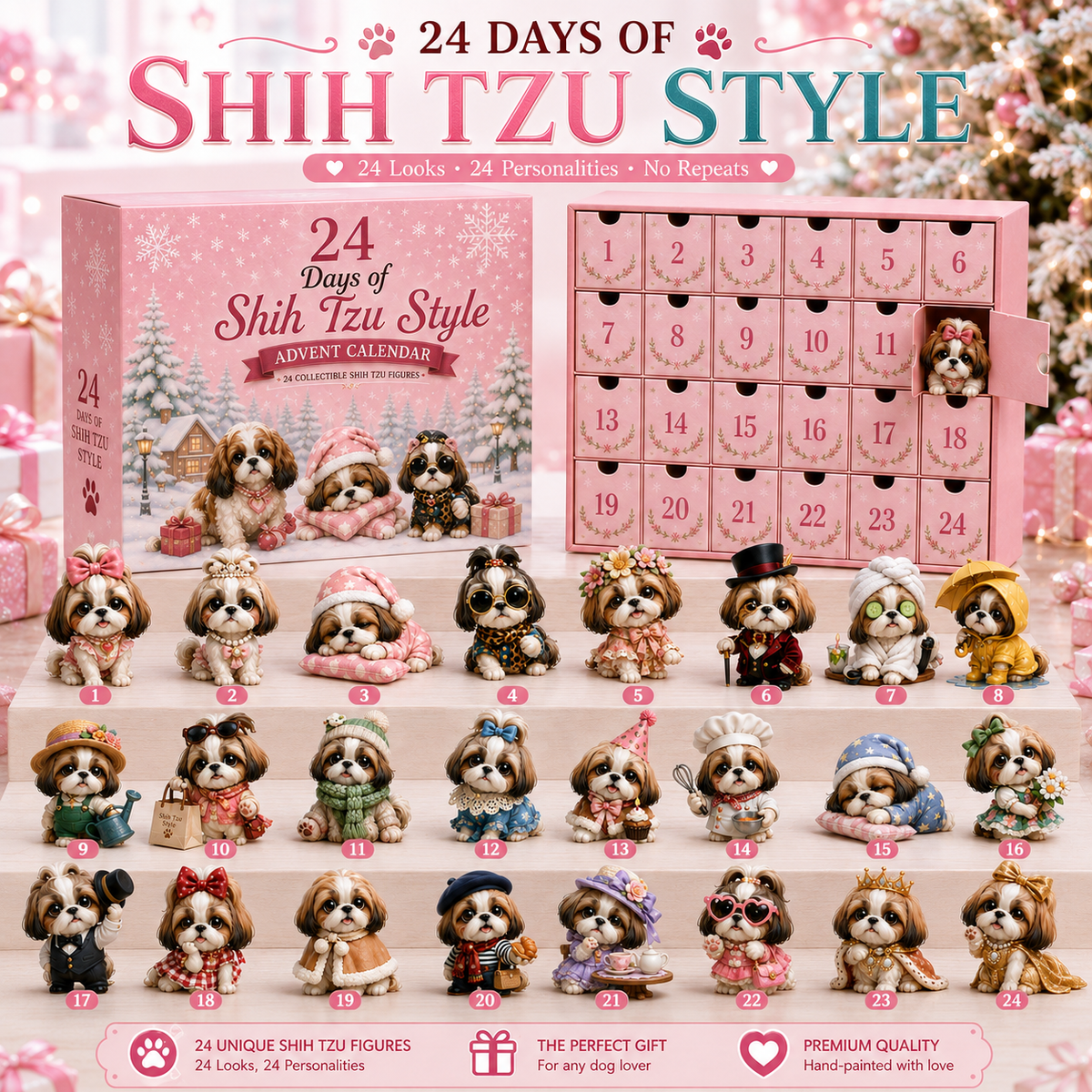 NEW ARRIVAL - 🎀24 Days of Shih Tzu Style Advent Calendar – 24 Unique Shih Tzu Collectibles 🐾