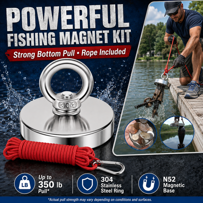 🧲 Heavy Duty Fishing Magnet – Strong Retrieval Magnet with Countersunk Eyebolt