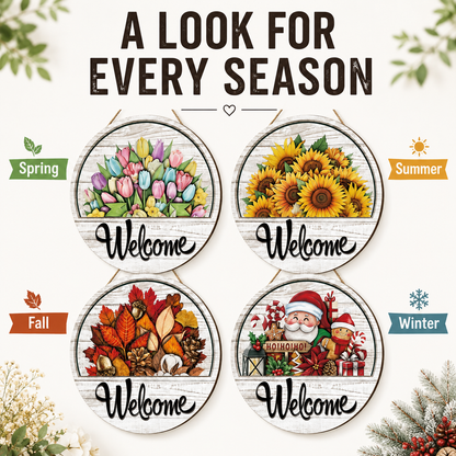 🔥 LAST DAY 50% OFF — 🏡16-Piece Interchangeable Welcome Sign for Front Door ✨ Seasonal Decor for Every Occasion🌸