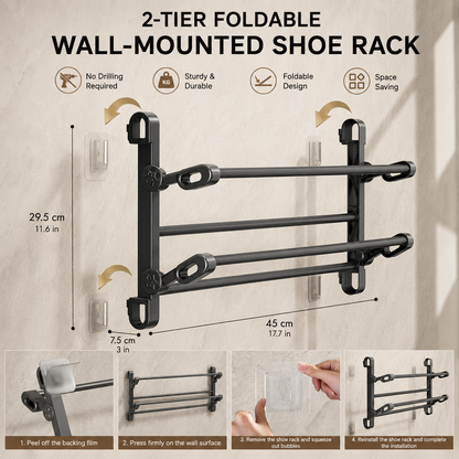 🔥Foldable Wall-Mounted Shoe Rack👞 – Space-Saving Storage for Small Spaces