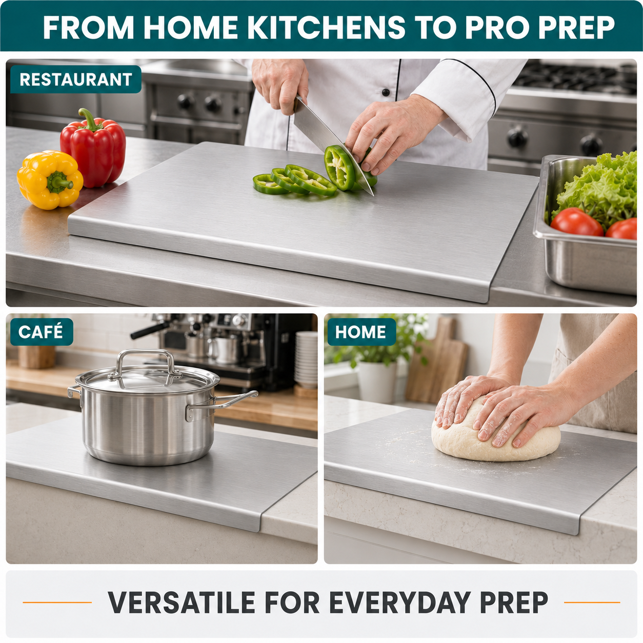 🔥 Limited Deal! Heavy-Duty Stainless Steel Cutting Board 🥩 Hygienic Food Prep Board For Modern Kitchens