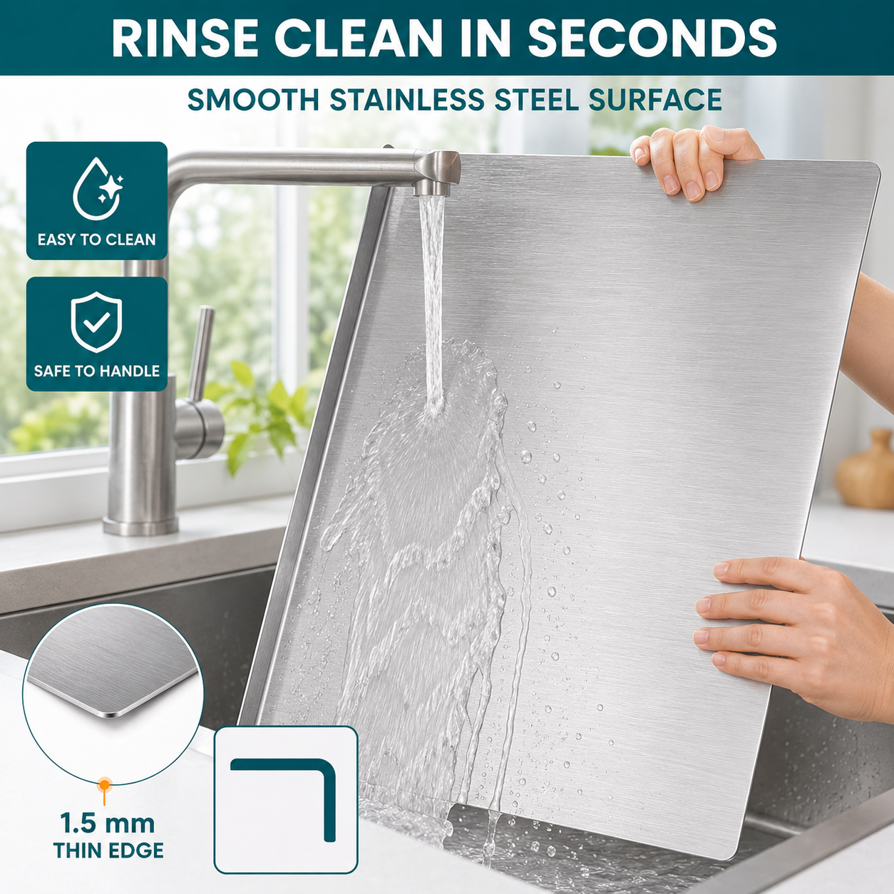 🔥 Limited Deal! Heavy-Duty Stainless Steel Cutting Board 🥩 Hygienic Food Prep Board For Modern Kitchens