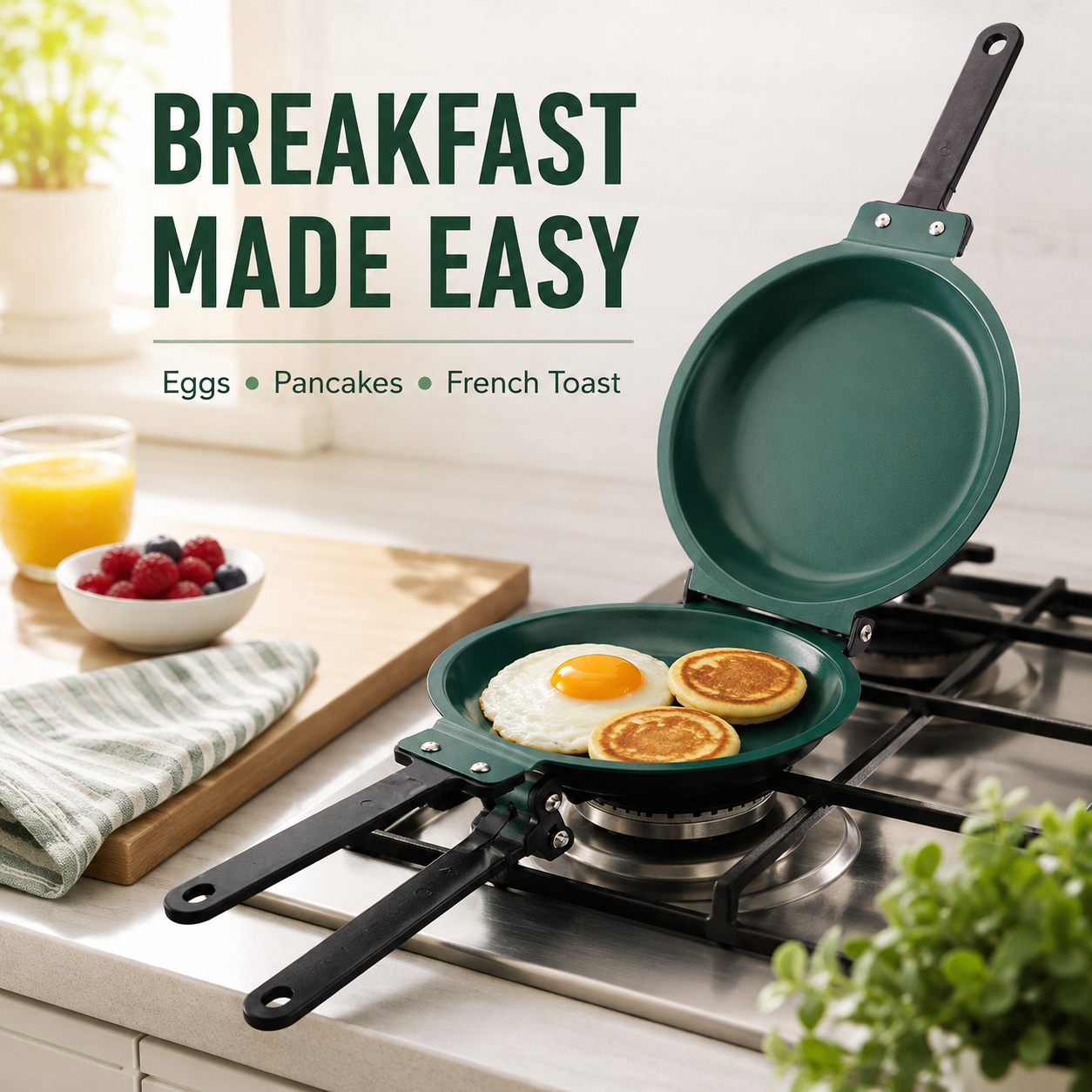 🍳 Double-Sided Frying Pan – Flip · Cook · Serve