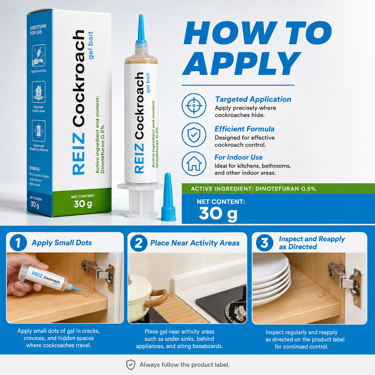🐜 REIZ Cockroach Gel Bait – Precision Placement for Hidden Areas