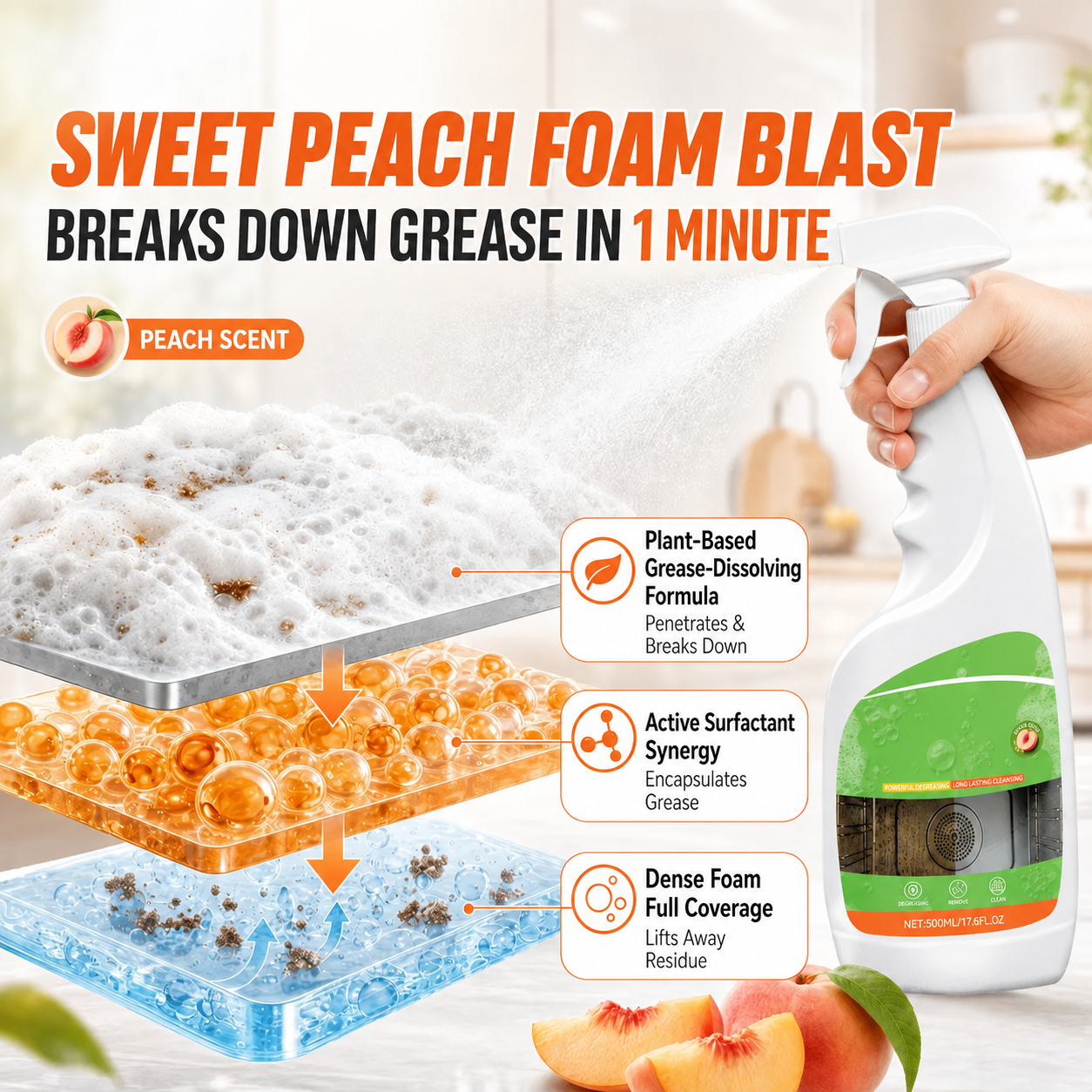 🍑 Heavy Duty Degreaser – Sweet Peach Foam Blast