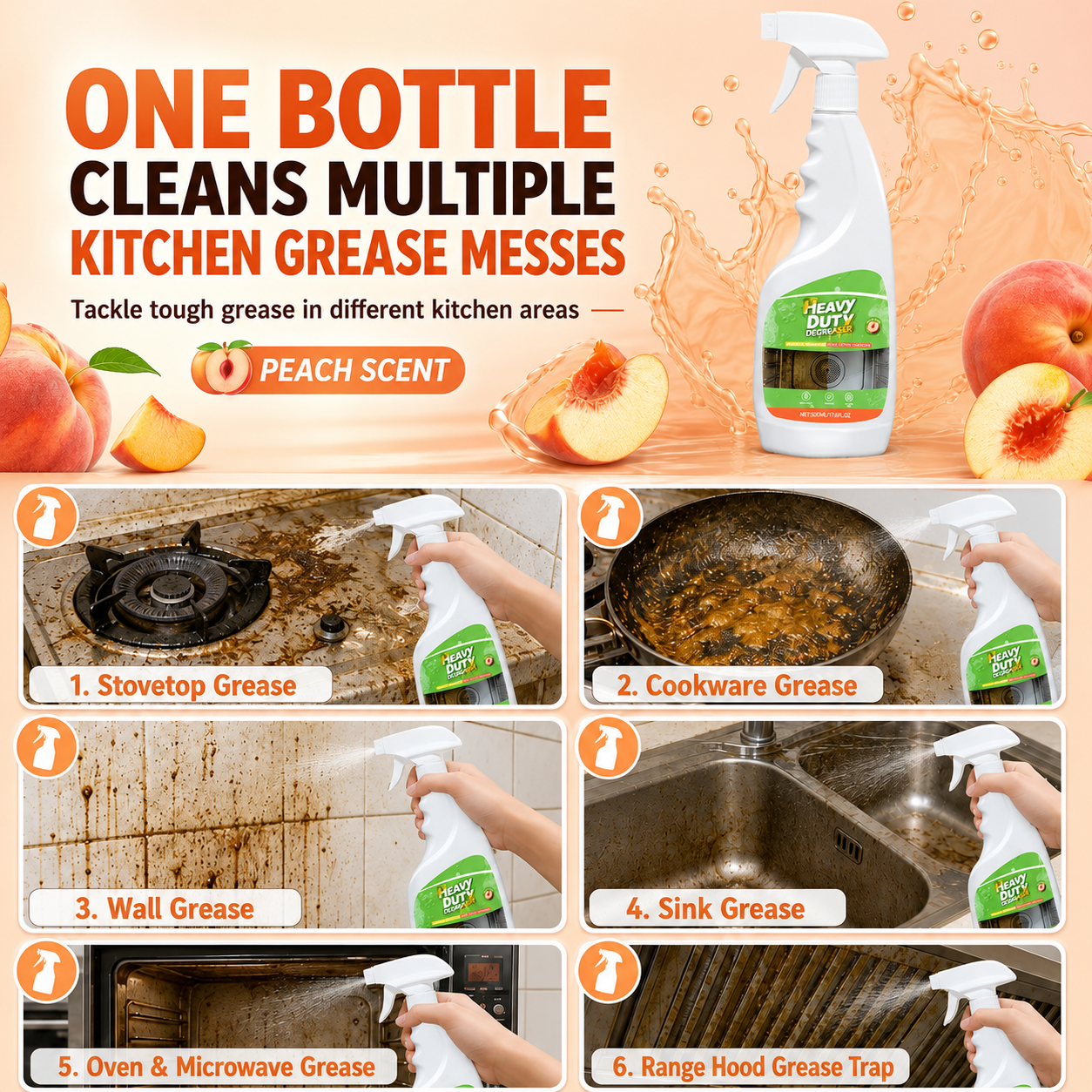 🍑 Heavy Duty Degreaser – Sweet Peach Foam Blast