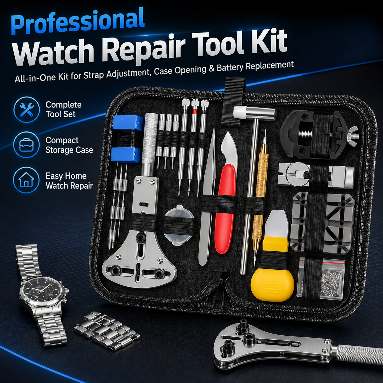 ⌚ Professional Watch Repair Tool Kit – Complete Watch Care at Home