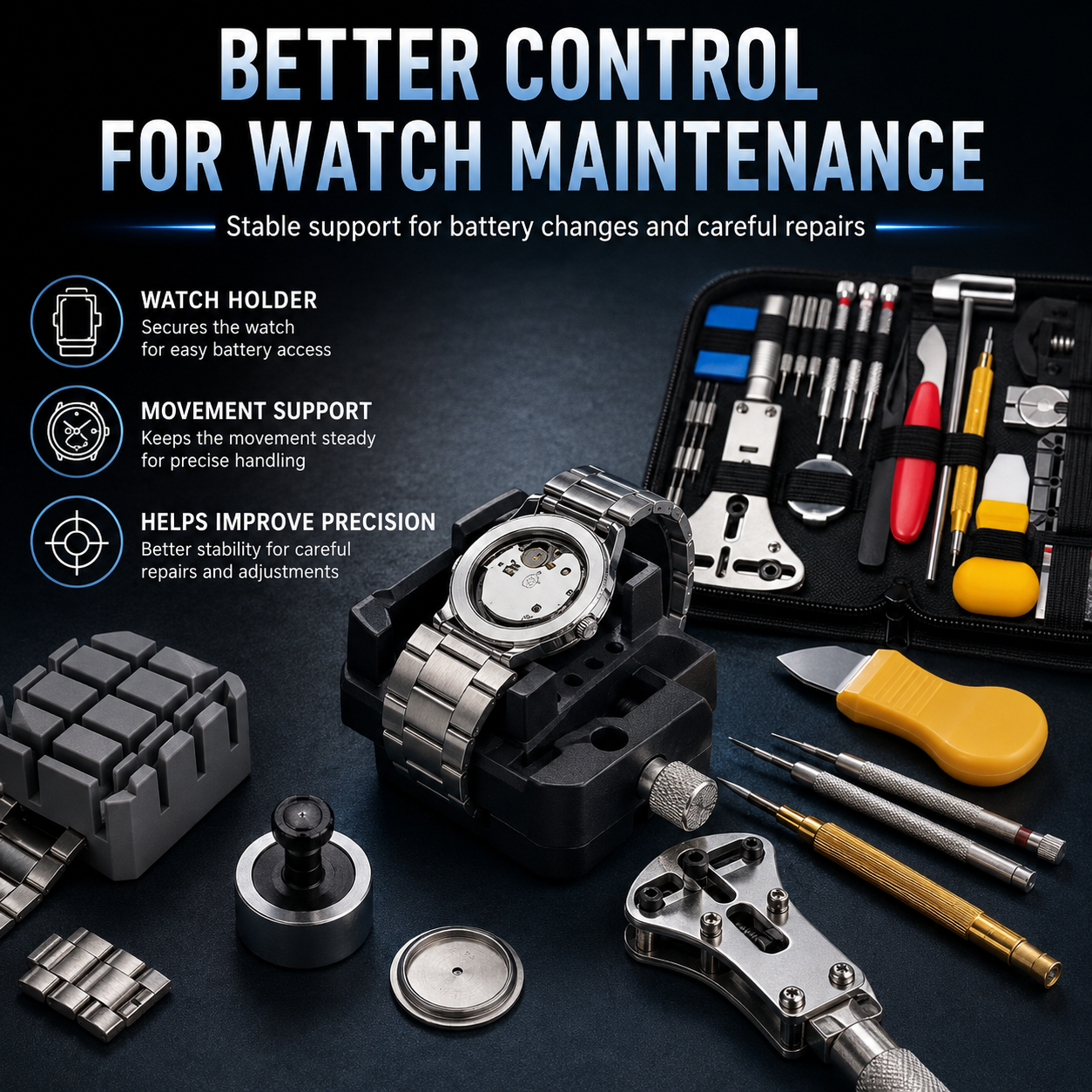 ⌚ Professional Watch Repair Tool Kit – Complete Watch Care at Home