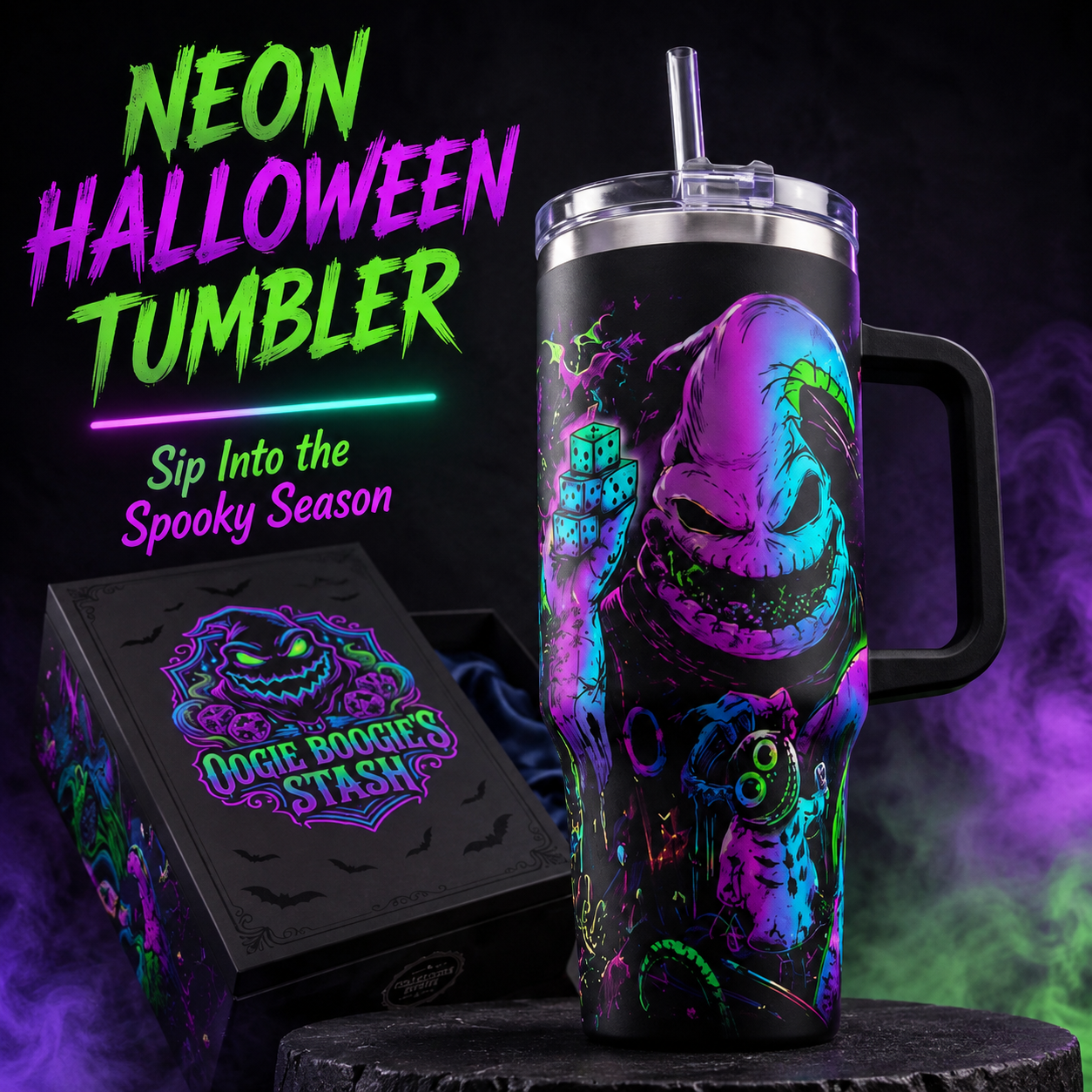 🎃 Neon Halloween Tumbler – Sip Into the Spooky Season