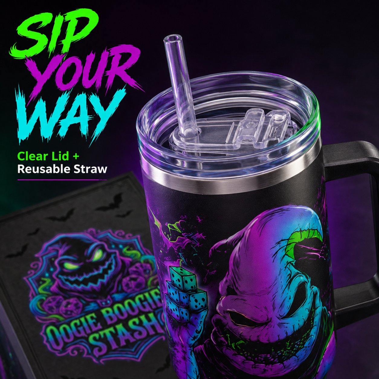 🎃 Neon Halloween Tumbler – Sip Into the Spooky Season