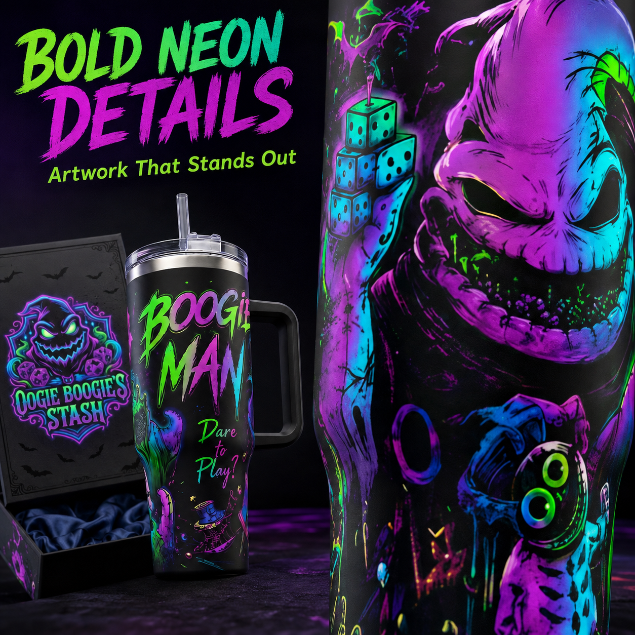 🎃 Neon Halloween Tumbler – Sip Into the Spooky Season