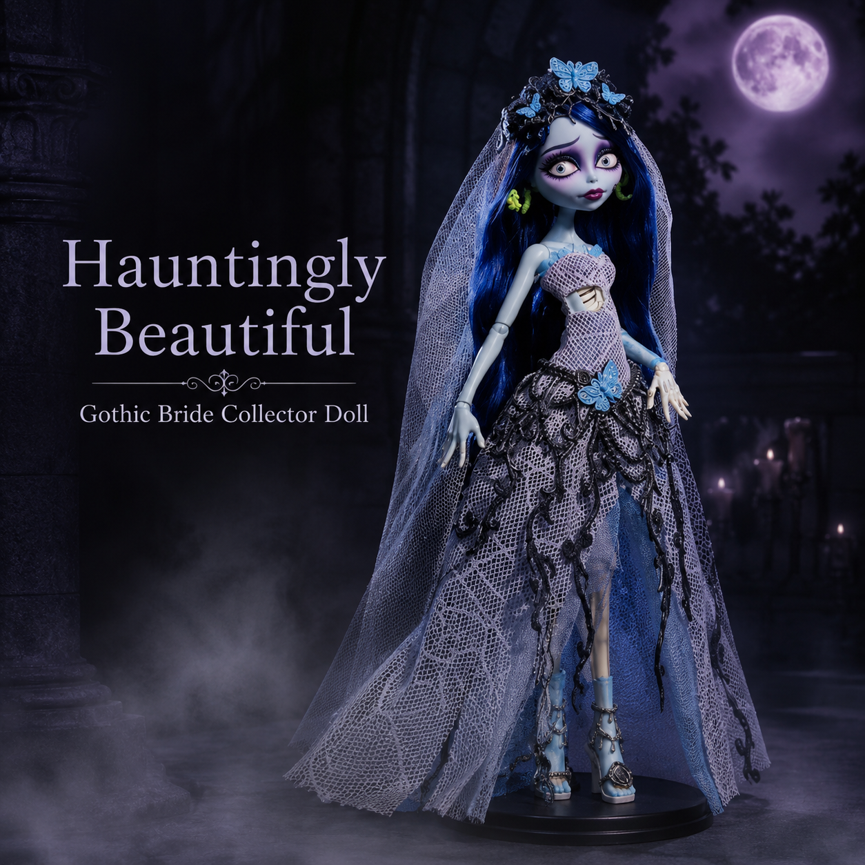 🖤 Gothic Bride Collector Doll – Hauntingly Beautiful