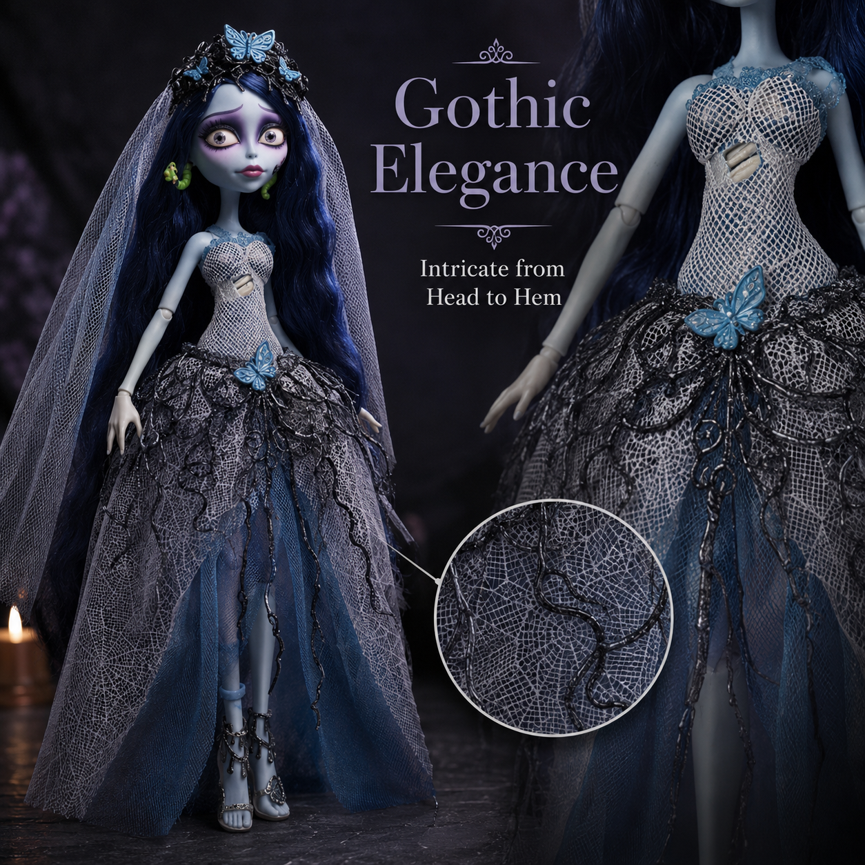 🖤 Gothic Bride Collector Doll – Hauntingly Beautiful