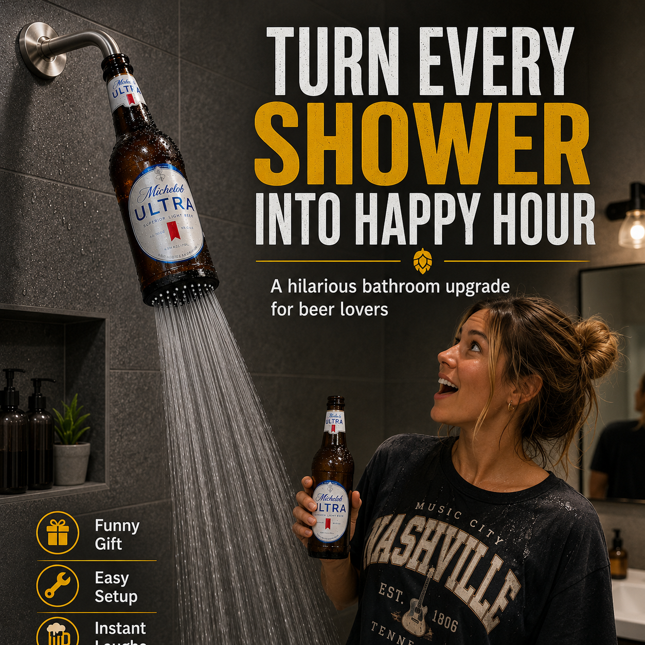 🍺 Beer Bottle Shower Head – The Funniest Gift for Beer Lovers