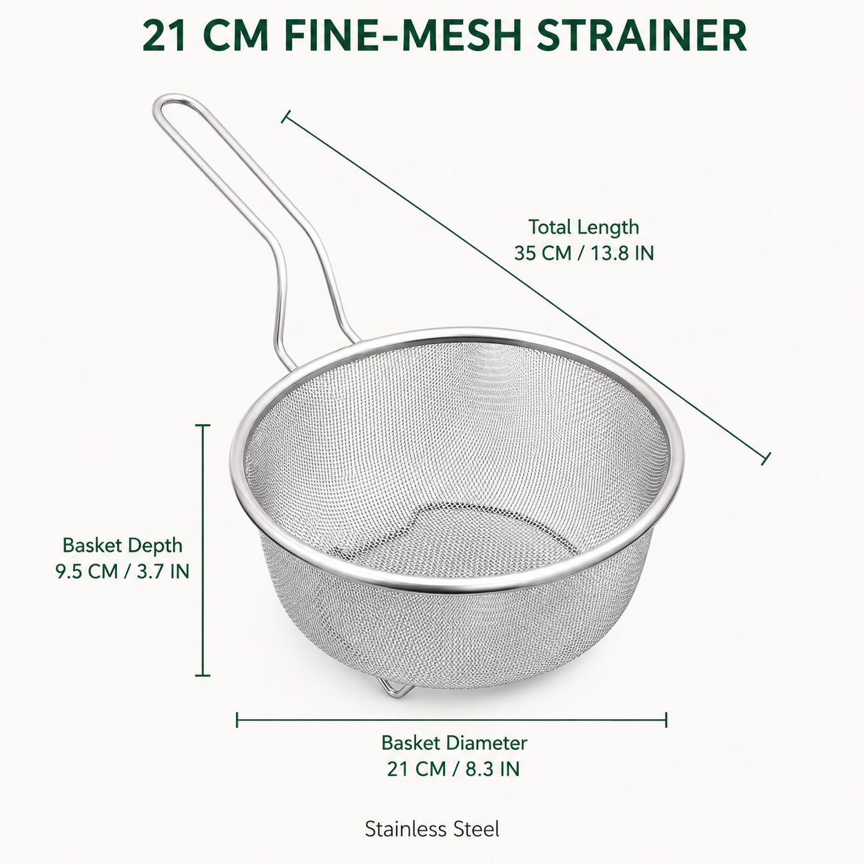 🥘 Fine-Mesh Strainer – Rinse · Strain · Blanch · Drain