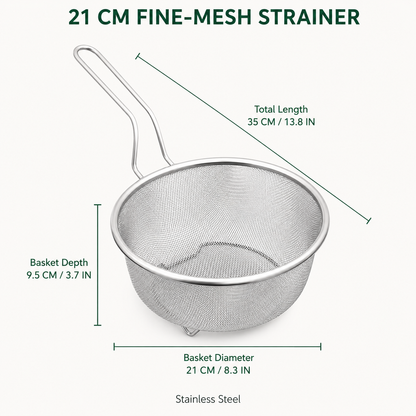 🥘 Fine-Mesh Strainer – Rinse · Strain · Blanch · Drain