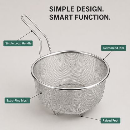 🥘 Fine-Mesh Strainer – Rinse · Strain · Blanch · Drain