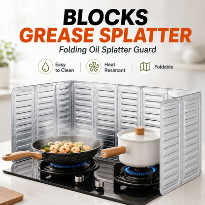 🔥🍳Foldable aluminum foil splatter shield✨ - 👩‍🍳add a protective barrier to your cooking area!🛡️