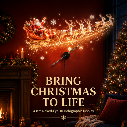 🎅 50% OFF 43cm Naked-Eye 3D Christmas Holographic Display ✨ Floating Holiday Visuals