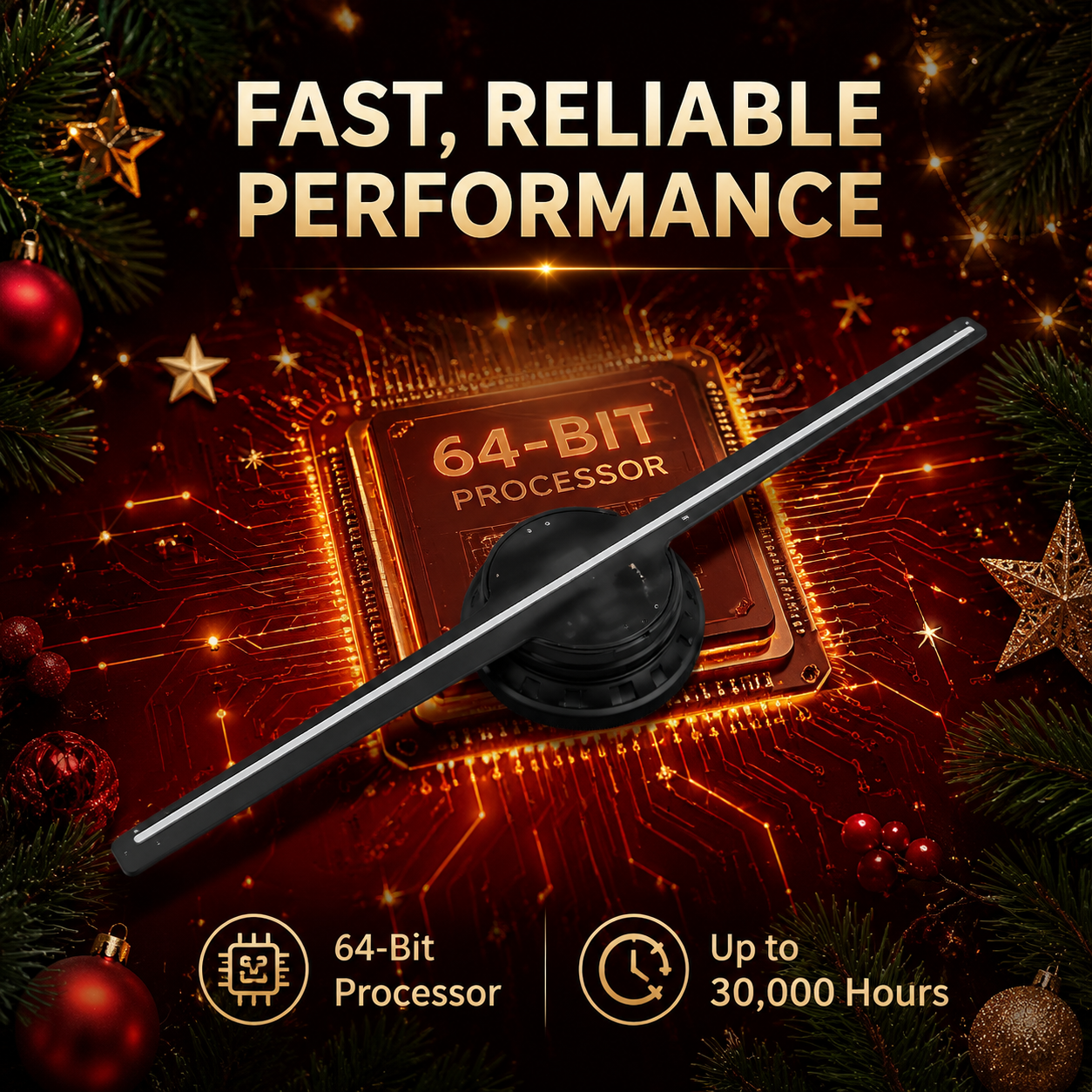 🎅 50% OFF 43cm Naked-Eye 3D Christmas Holographic Display ✨ Floating Holiday Visuals