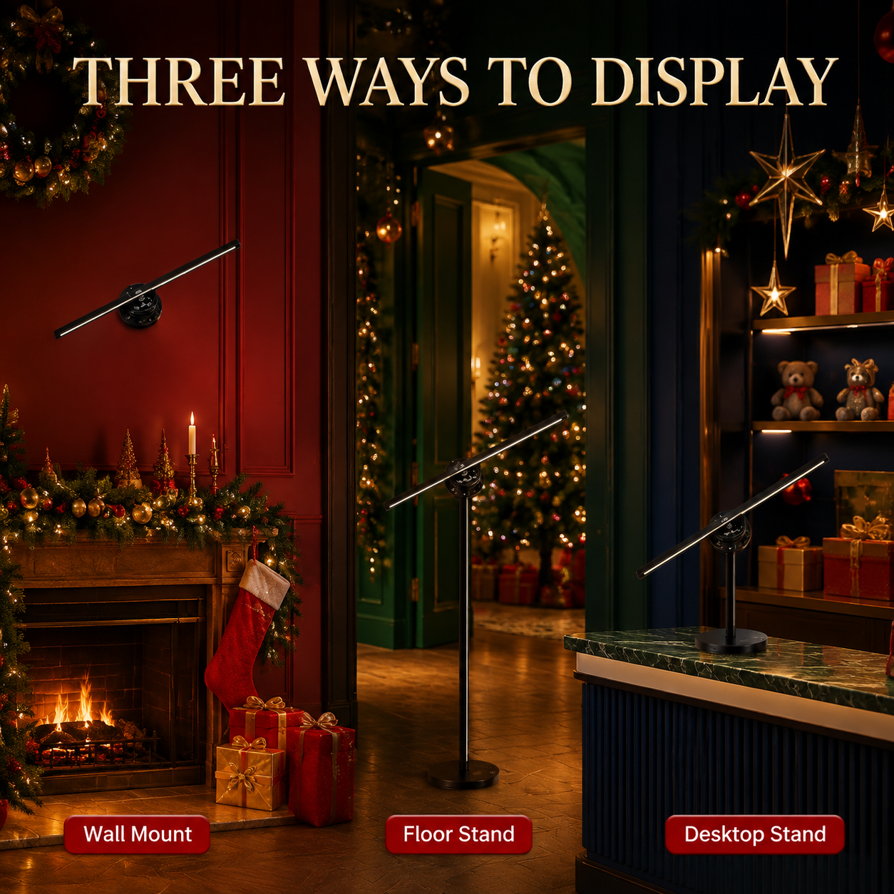🎅 50% OFF 43cm Naked-Eye 3D Christmas Holographic Display ✨ Floating Holiday Visuals