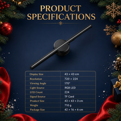 🎅 50% OFF 43cm Naked-Eye 3D Christmas Holographic Display ✨ Floating Holiday Visuals