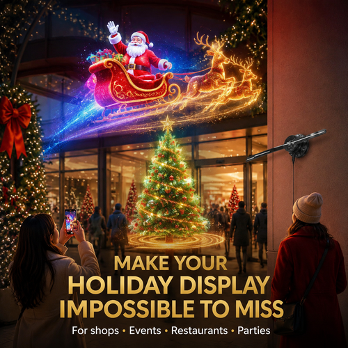 🎅 50% OFF 43cm Naked-Eye 3D Christmas Holographic Display ✨ Floating Holiday Visuals
