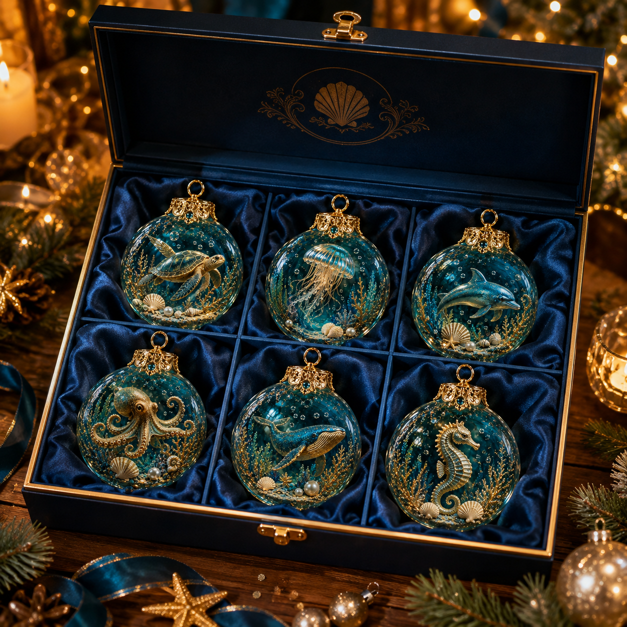 ✨🎄 50% OFF Ocean Wonders Christmas Ornament Collection🌊 – 🎁6-Piece Marine Life Keepsake Set