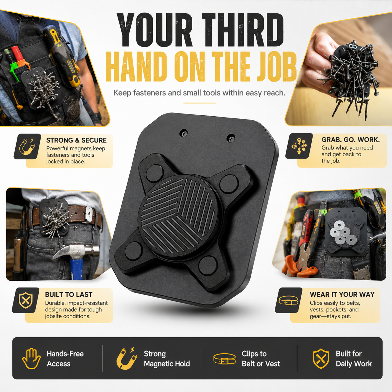 🧲 Magnetic Wrist/ Belt Holder – Your Third Hand on the Job