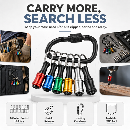 🧰 6-Piece Quick-Release Bit Holder Set – Carry More, Search Less