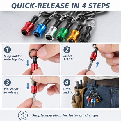 🧰 6-Piece Quick-Release Bit Holder Set – Carry More, Search Less