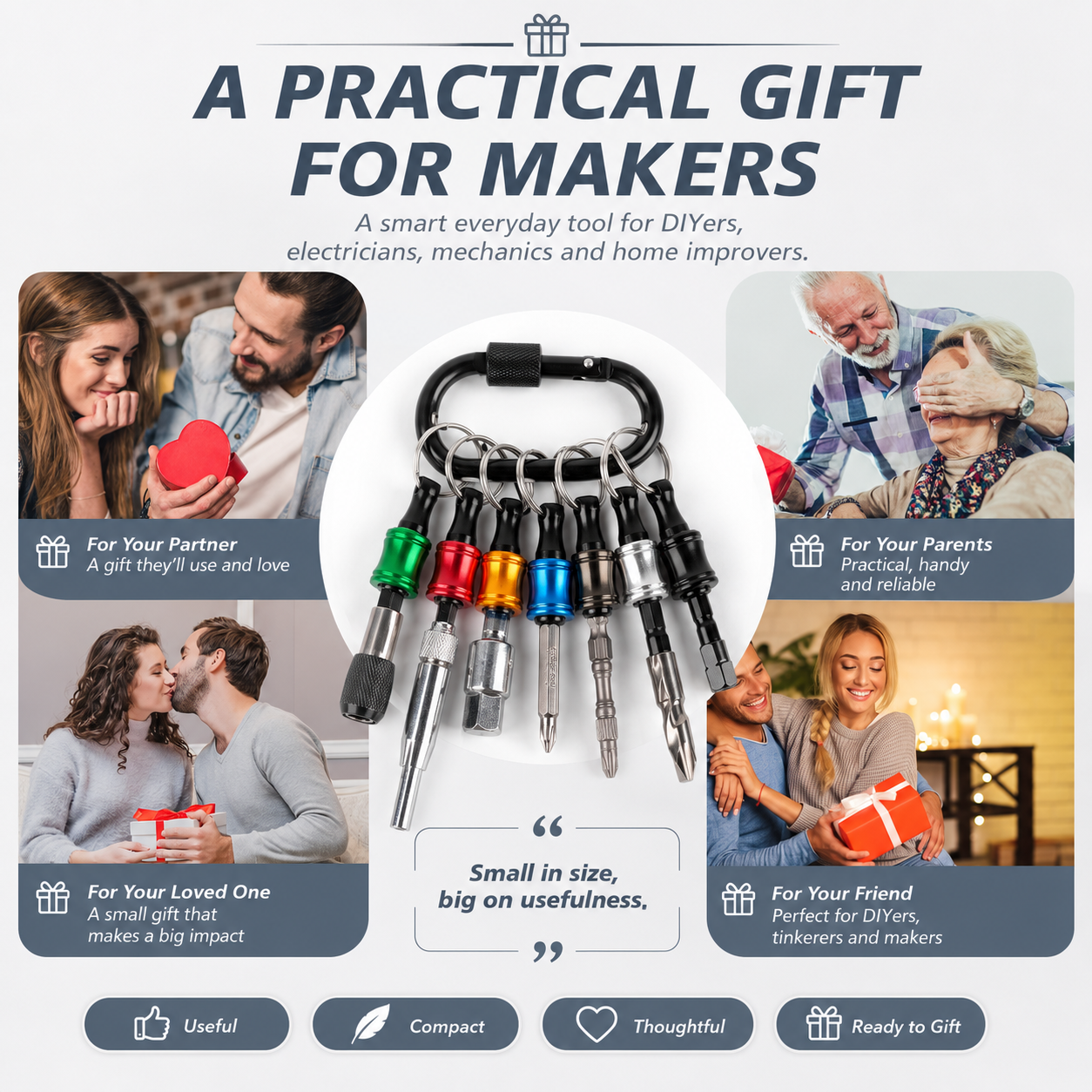 🧰 6-Piece Quick-Release Bit Holder Set – Carry More, Search Less
