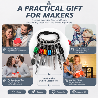 🧰 6-Piece Quick-Release Bit Holder Set – Carry More, Search Less