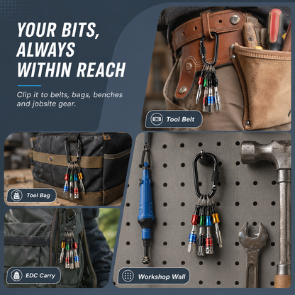 🧰 6-Piece Quick-Release Bit Holder Set – Carry More, Search Less