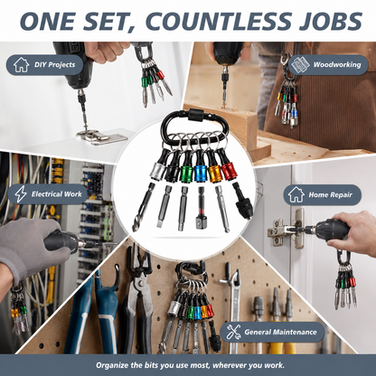 🧰 6-Piece Quick-Release Bit Holder Set – Carry More, Search Less